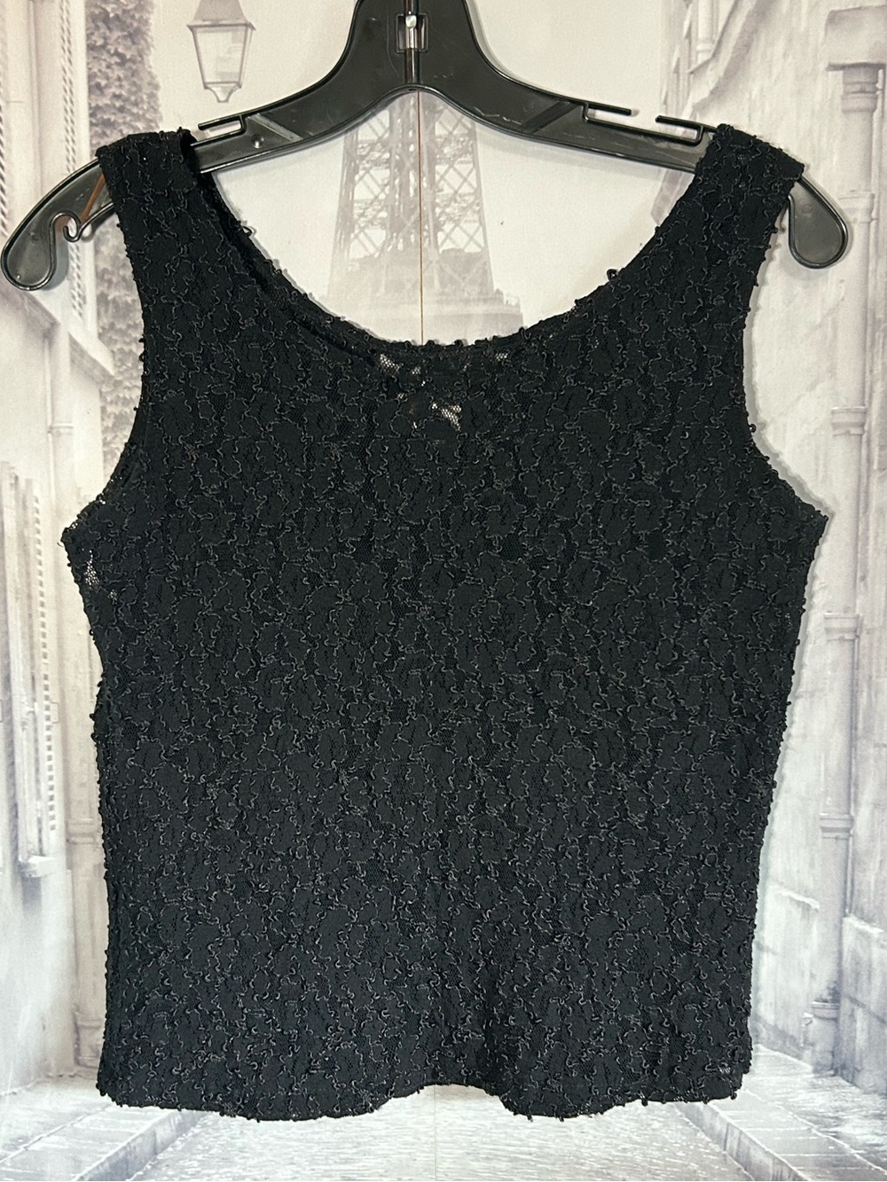 Y2K Delicates Black Textured Sleeveless Tank Top